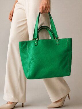 Frances Valentine Green Pebbled Leather Tote Bag Purse